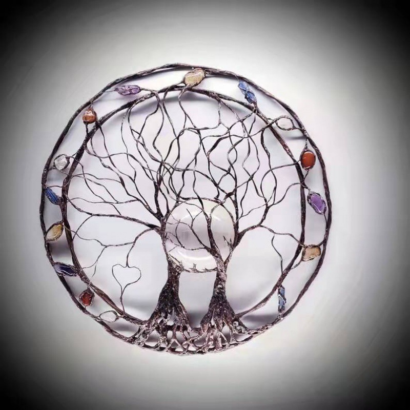 Outer single Hot sale Crafts Ring of life Metal tree wall art circle of life metal tree Crystal tree