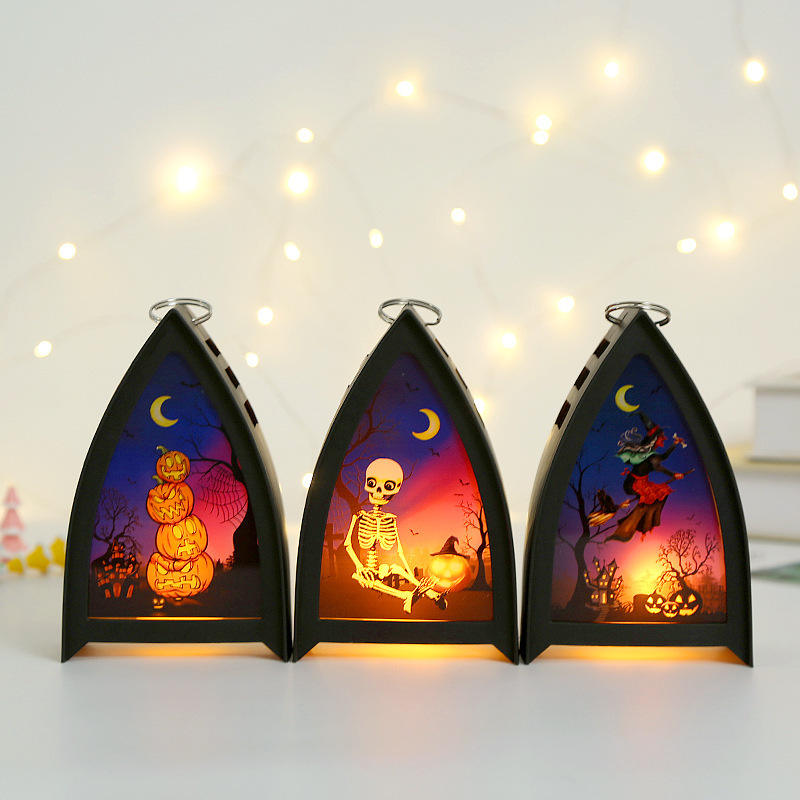 Outer single Hot selling Crafts Christmas and Halloween wind lantern candle holder LED electronic candle Jack-o-lantern atmosphere decoration decoration props