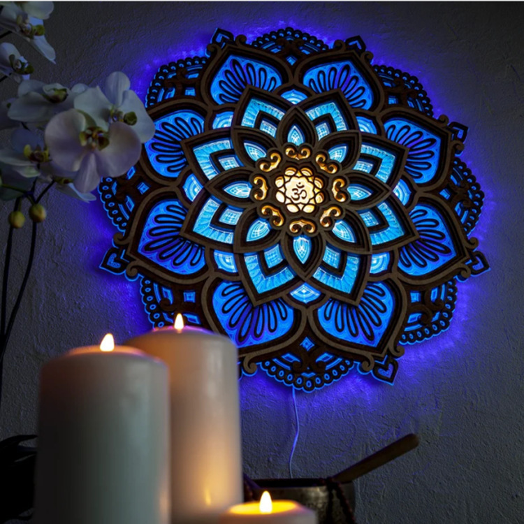 Outer single hot selling mandala yoga room three-dimensional creative night light