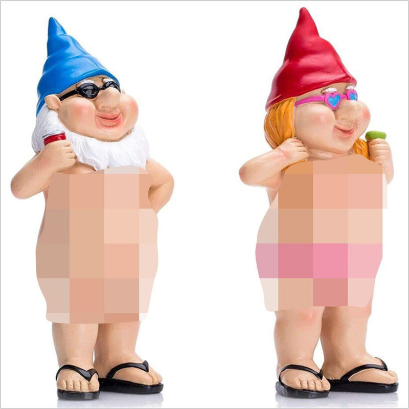 Outside single hot sale garden naughty gnome no clothes dwarf statue funny garden decoration resin ornament