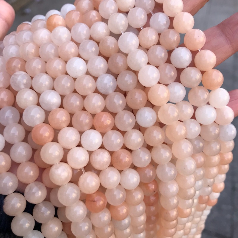 Outer single hot selling natural crystal semi-finished beads pink aventurine diy crystal accessories wholesale