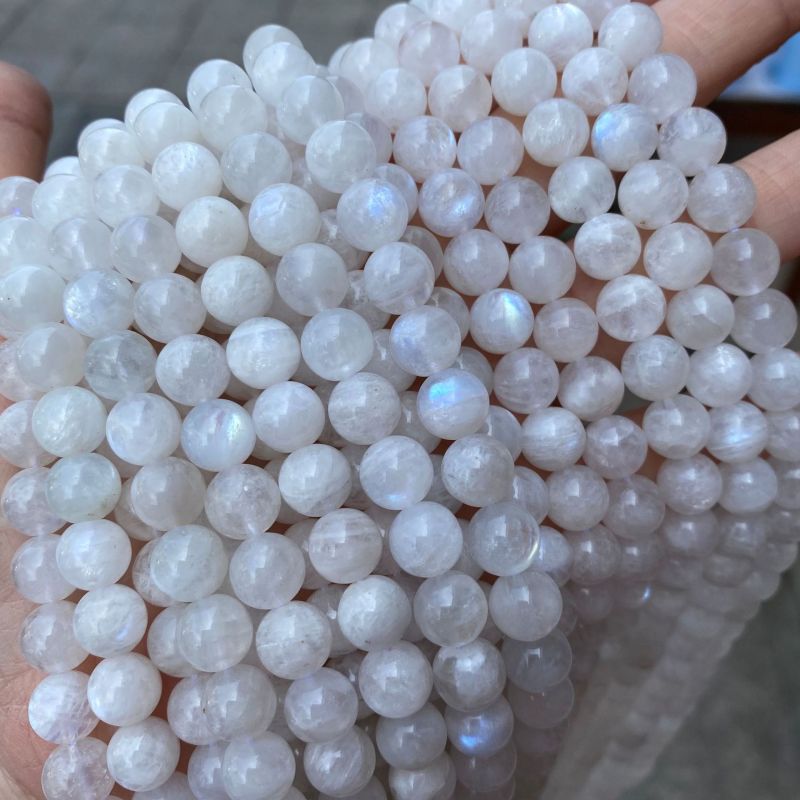 Outer single hot selling natural crystal semi-finished beads blue moonstone crystal diy crystal accessories wholesale