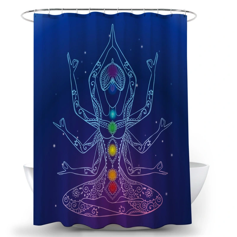 Shower curtain Indian lotus seven-star bath cloth waterproof and mildew-proof shower cloth toilet curtain partition curtain