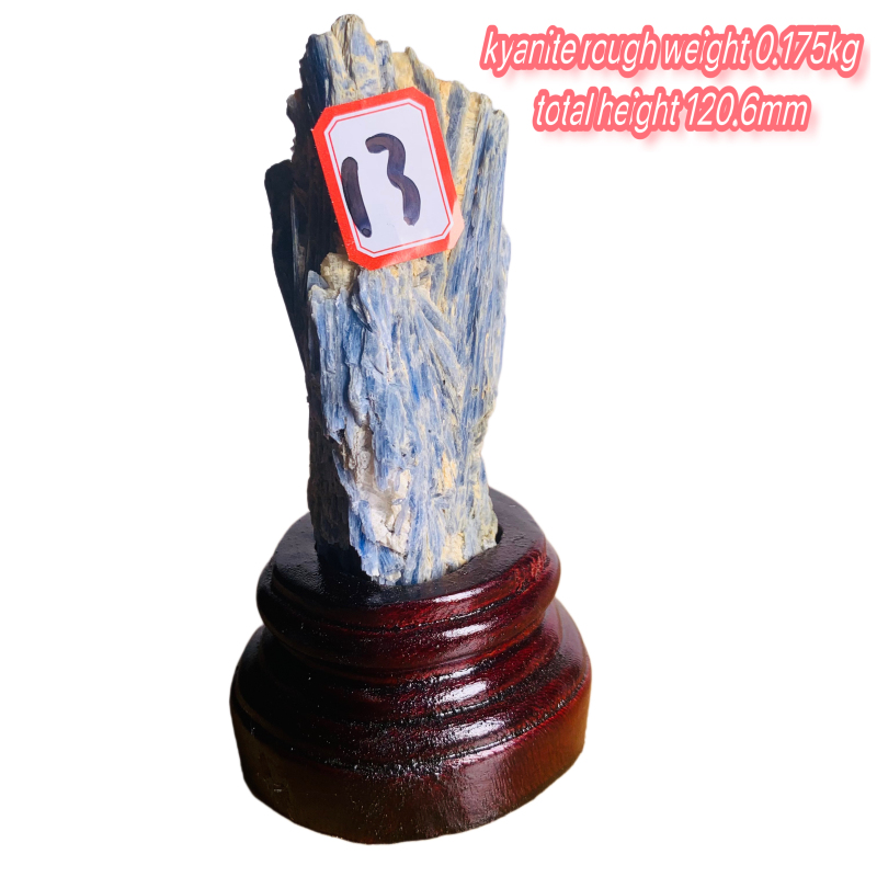 Rough kyanite with wooden base