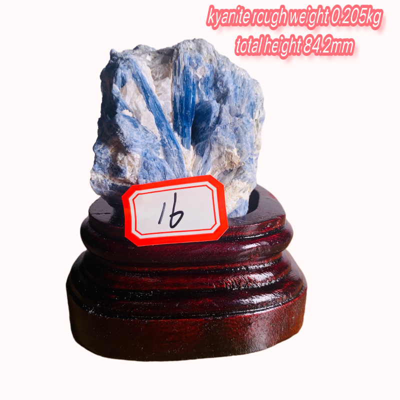 Rough kyanite with wooden base