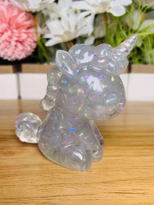 unicorn Natural crystal chips  epoxy resin synthetic handicrafts outside single hot selling