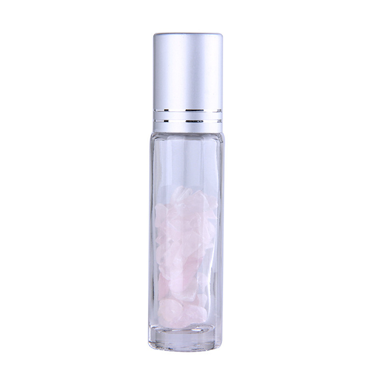 Hot selling jade roller ball crushed stone glass bottle natural semi-precious stone ball bottle