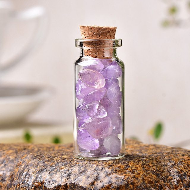 Hot sale natural crystal gemstone gravel drift bottle wishing bottle