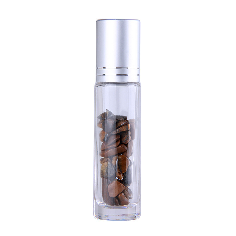 Hot selling jade roller ball crushed stone glass bottle natural semi-precious stone ball bottle