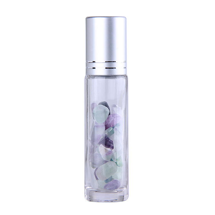 Hot selling jade roller ball crushed stone glass bottle natural semi-precious stone ball bottle