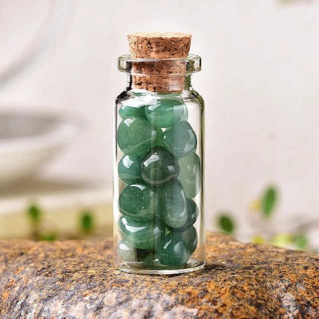 Hot selling jade roller ball crushed stone glass bottle natural semi-precious stone ball bottle