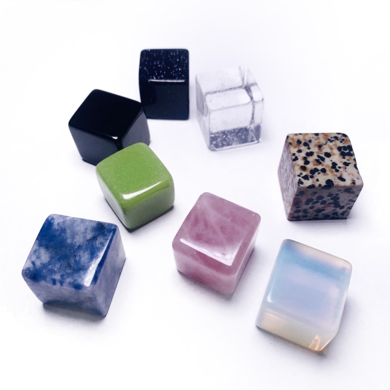 Hot selling natural crystal square gemstone geometric crushed stone powder crystal semi-precious stone cube loose stone