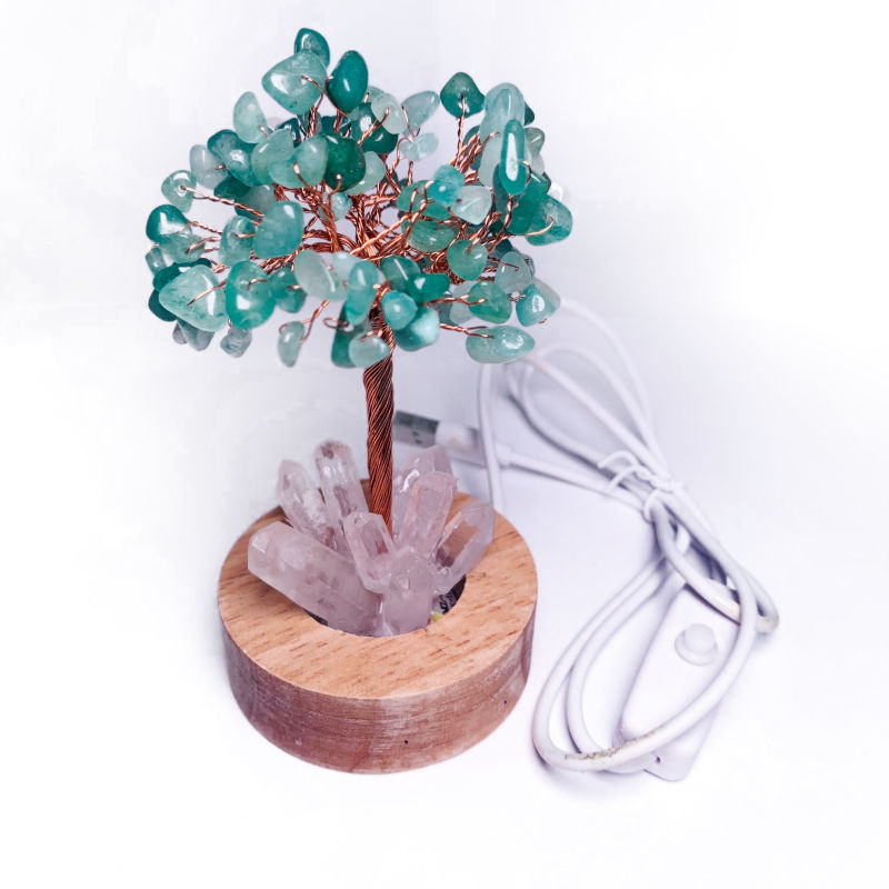 Hot selling wooden fortune tree with lamp base