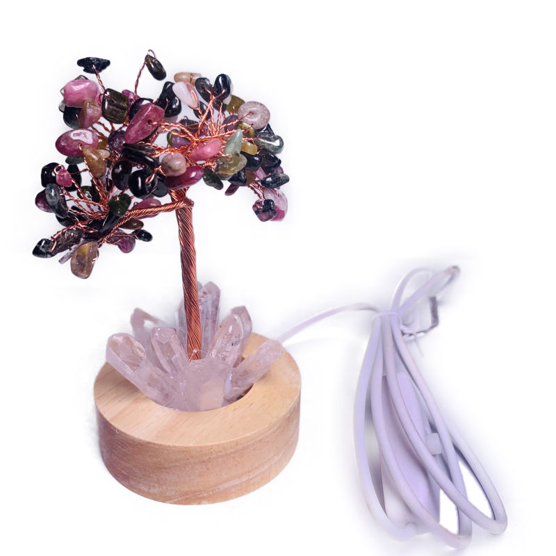 Hot selling wooden fortune tree with lamp base