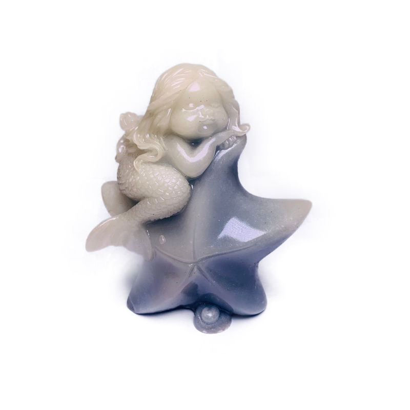 Hot Selling Glow-in-the-Dark Resin baby mermaid and starfish
