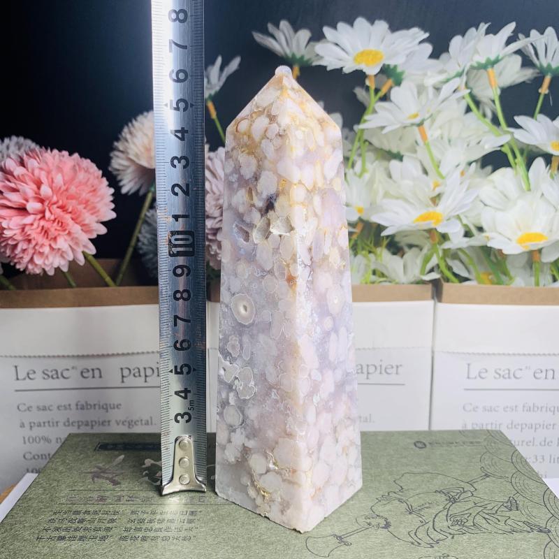 flower agate Large Hexagonal Pillar Ornament