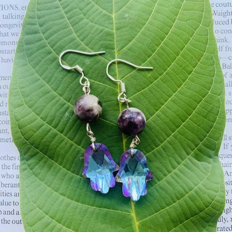 Outer Single Hot Sale 925 Sterling Silver Natural Amethyst Austrian Crystal Earrings