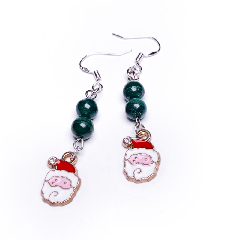 Hot Sale 925 Sterling Silver, Alloy Daisy, Santa Claus, Christmas Tree, Malachite Drop Earrings