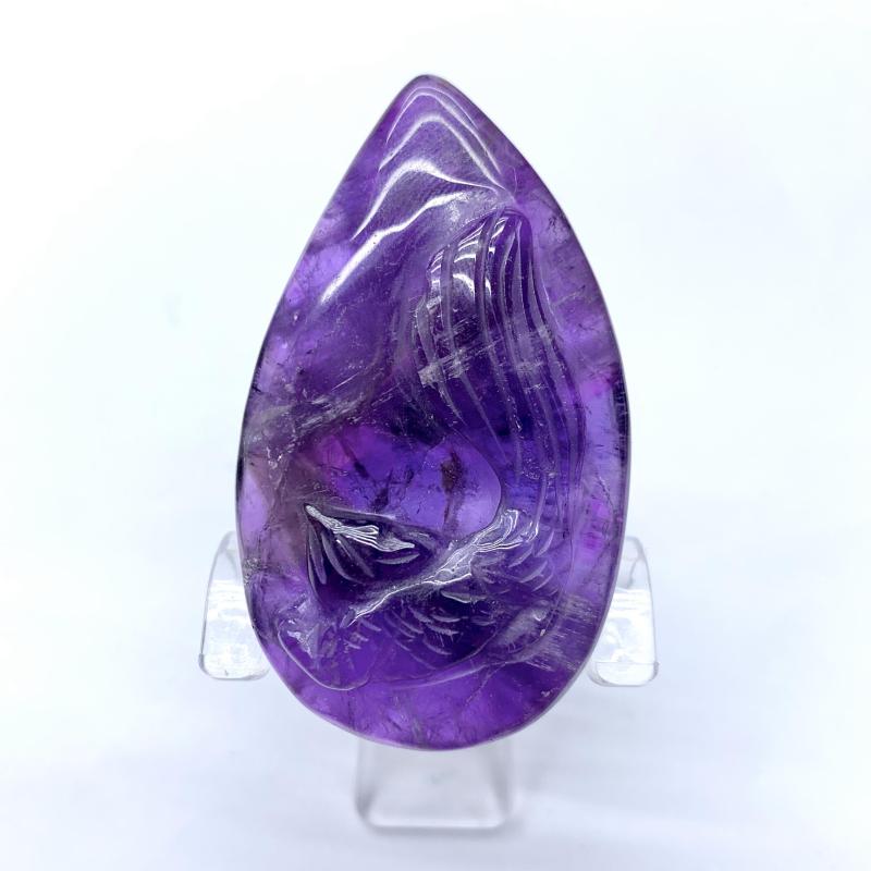 Hand Carved Natural Crystal Stone Amethyst Nine-Tailed Fox
