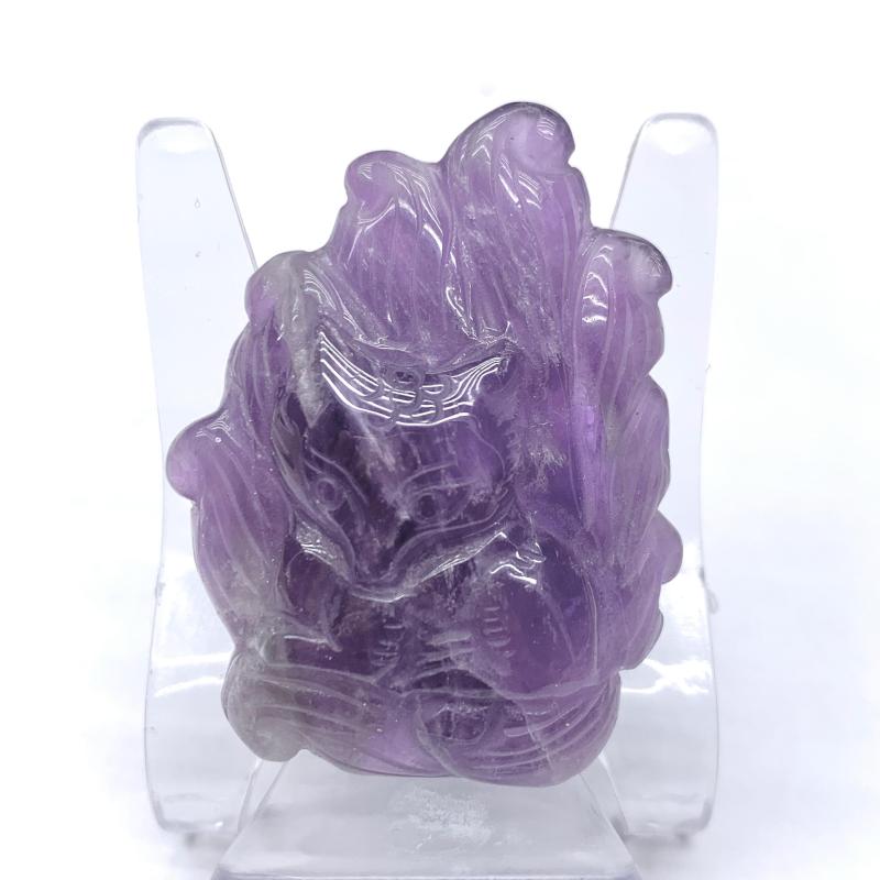 Hand Carved Natural Crystal Stone Amethyst Nine-Tailed Fox