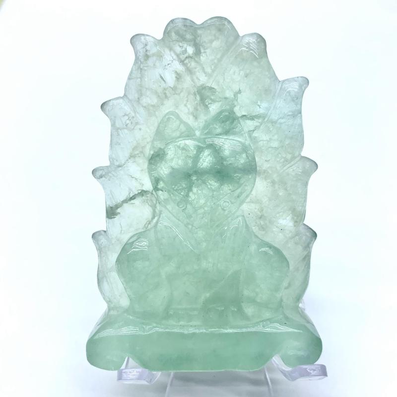 Hand Carved Natural Crystal Aventurine Jade Nine-Tailed Fox