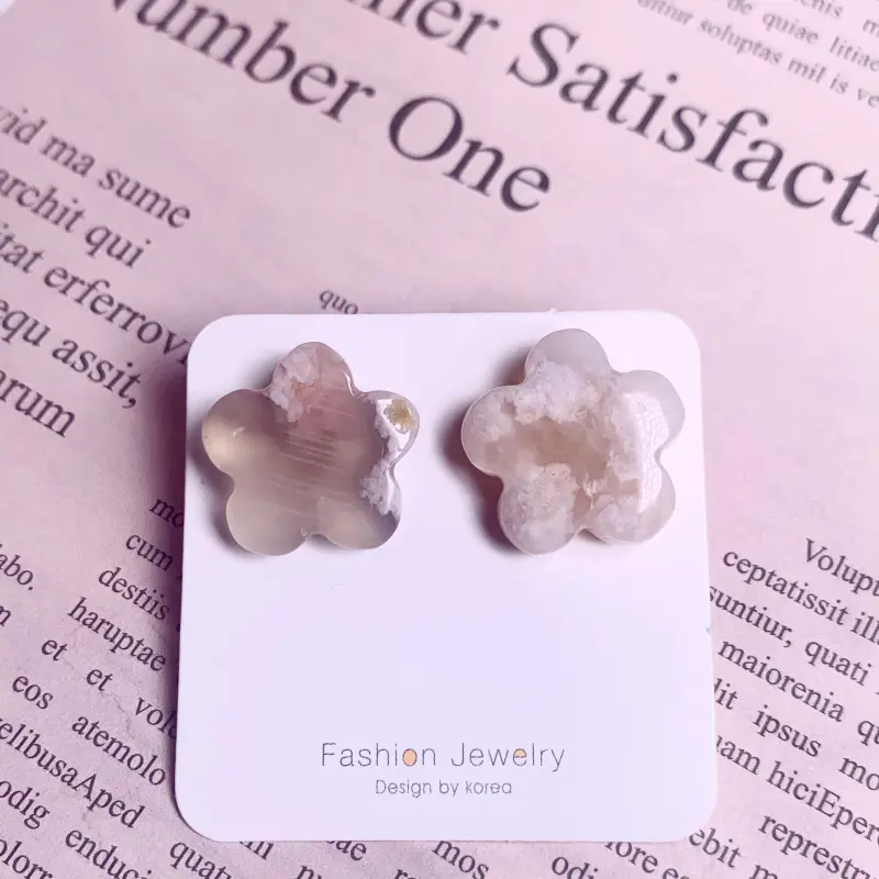 Best Selling Sterling Silver Earrings, Sakura agate Earrings