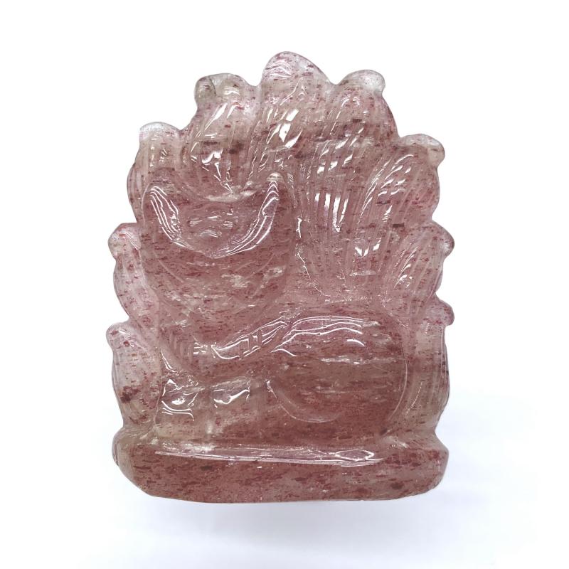 Hand Carved Natural Crystal Strawberry quartz Nine Tailed Fox