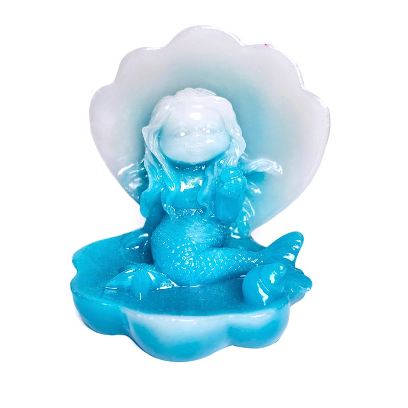 Hot Selling Glow-in-the-Dark Resin baby mermaid and starfish