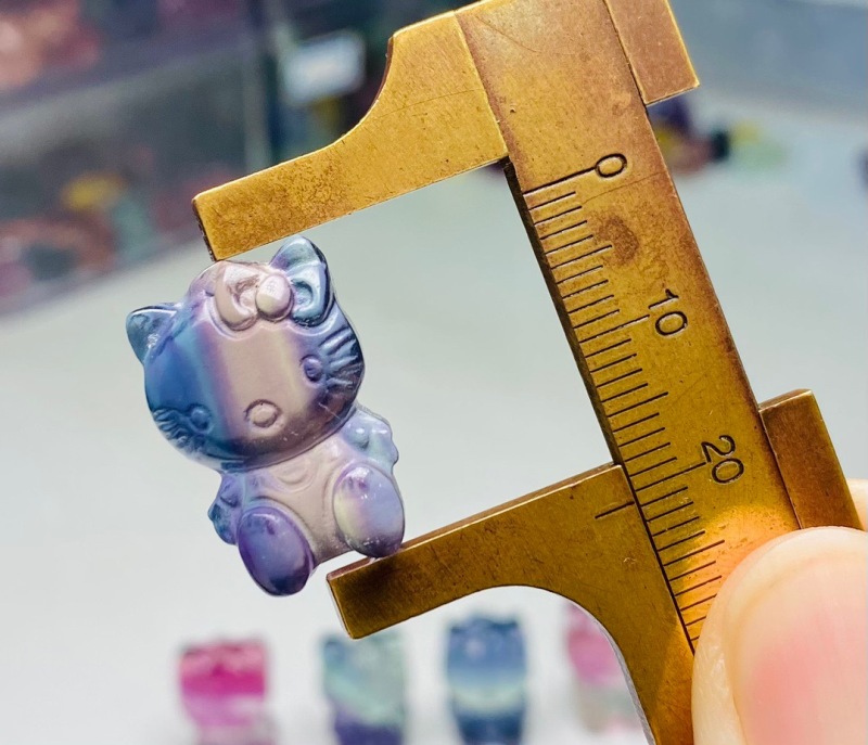 colorful fluorite engraving hello kitty