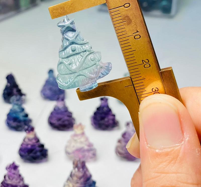 Colorful Fluorite Carved christmas tree