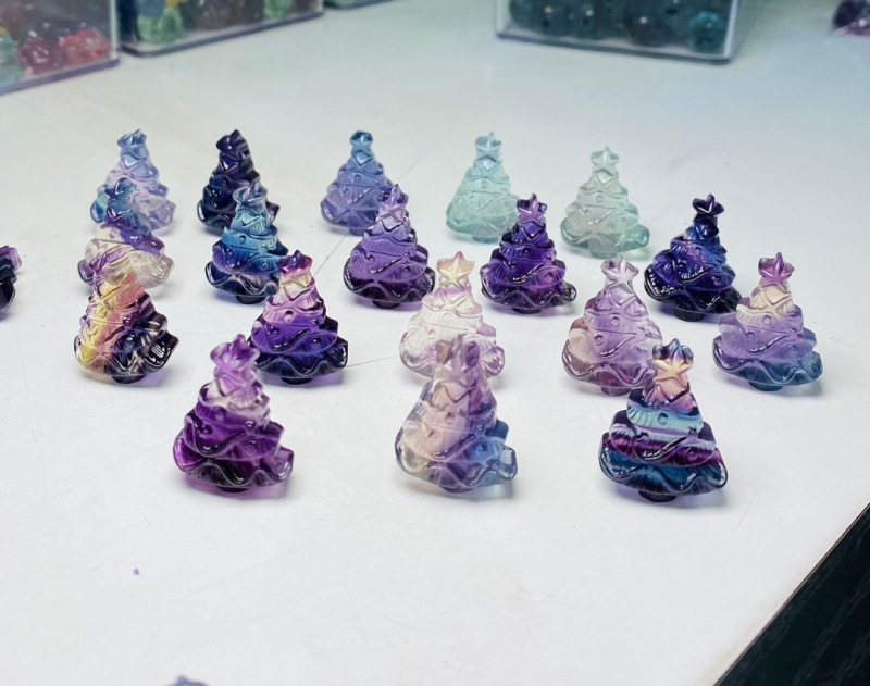 Colorful Fluorite Carved christmas tree