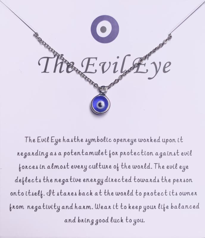 Brand New Original Turkish Evil Eye Necklace Round Metal Bezel Blue Eye Pendant Necklace Jewelry