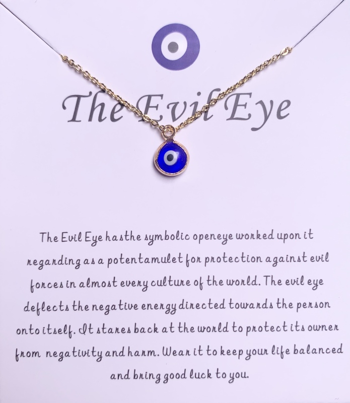 Brand New Original Turkish Evil Eye Necklace Round Metal Bezel Blue Eye Pendant Necklace Jewelry