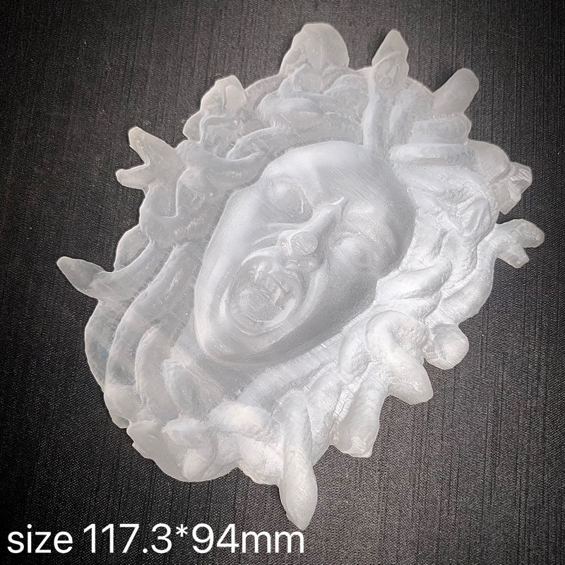 Natural selenite sculptures Medusa, coffins, owls, shells, turtles, hand butterflies and other aromatherapy candlesticks, home decorations