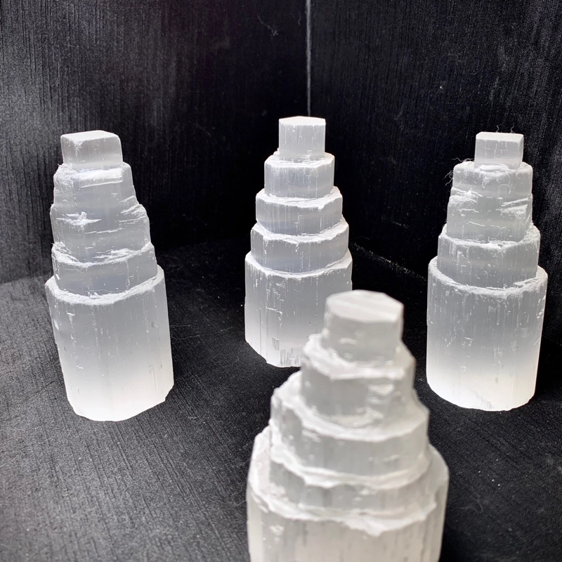 Natural selenite sculptures Medusa, coffins, owls, shells, turtles, hand butterflies and other aromatherapy candlesticks, home decorations