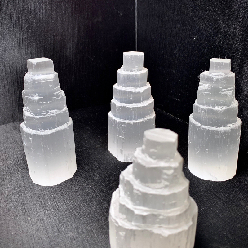 Natural selenite sculptures Medusa, coffins, owls, shells, turtles, hand butterflies and other aromatherapy candlesticks, home decorations