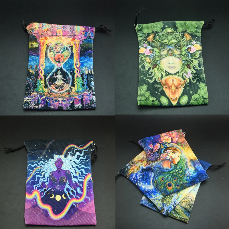 13x18cm double-sided printing compound velvet home accessories gift tarot card storage bag