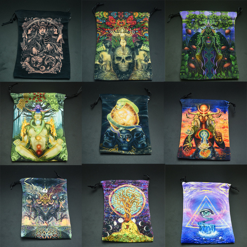 13x18cm double-sided printing compound velvet home accessories gift tarot card storage bag