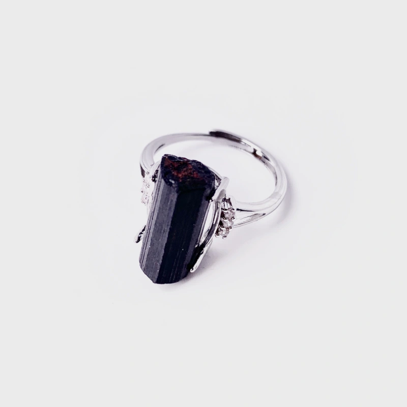 Natural crystal ring, rough black tourmaline ring, garden quartz ring, charoite beads ring、aquamarine ring