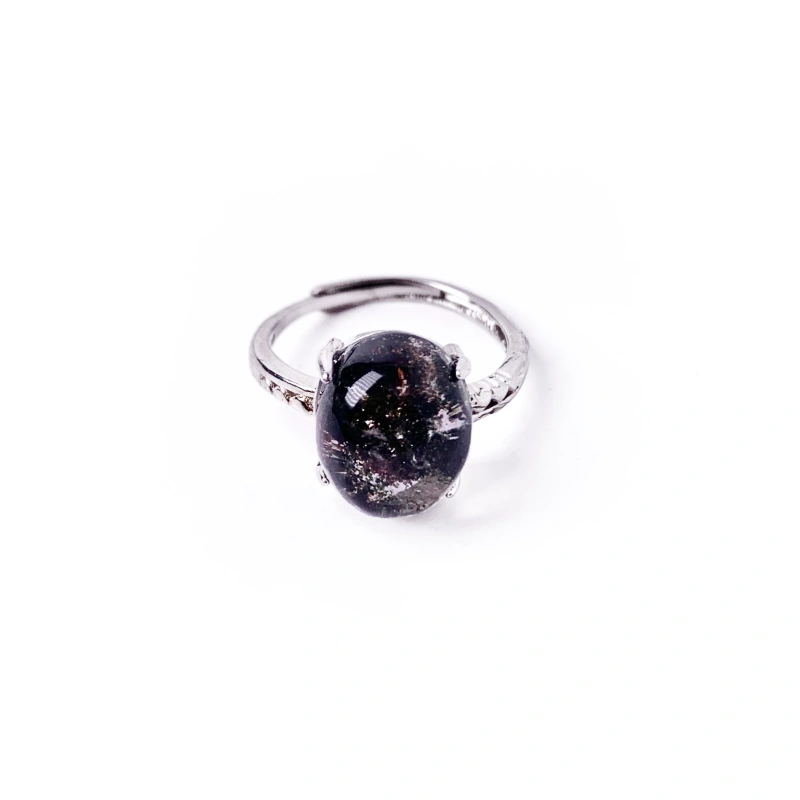 Natural crystal ring, rough black tourmaline ring, garden quartz ring, charoite beads ring、aquamarine ring