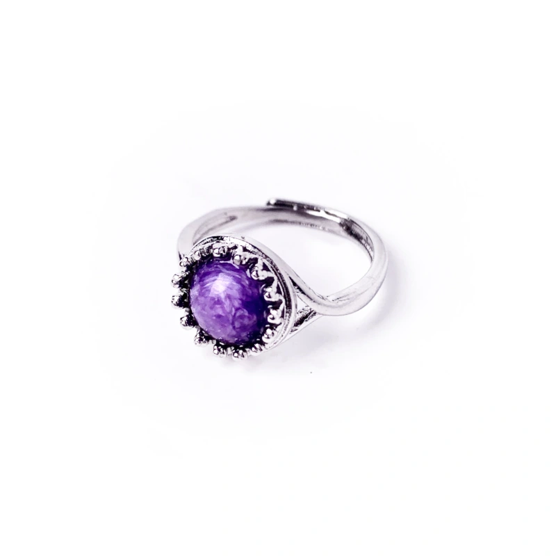 Natural crystal ring, rough black tourmaline ring, garden quartz ring, charoite beads ring、aquamarine ring