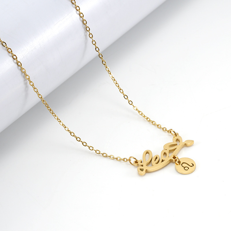 Popular models: fashion all-match stainless steel twelve constellation necklace female 18K titanium steel letter constellation pendant ins necklace female