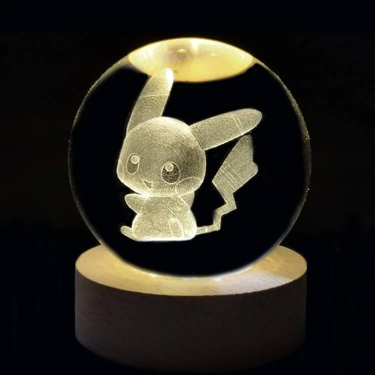 Creative 3D cartoon character Pikachu Elsa Doraemon Mickey interior carving crystal ball home decoration
