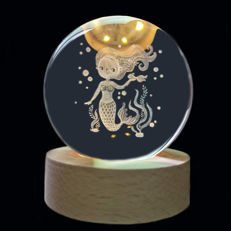 Creative 3D fairy tale character fairy mermaid crystal ball
