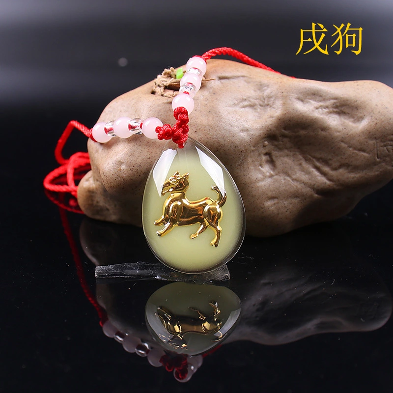 Crystal Luminous Pendant Crystal US Dollar Zodiac Red String Necklace