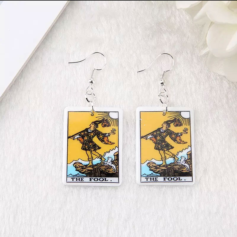 New Caro Card Game Chess Earrings European and American Fashion Personality Resin Earrings