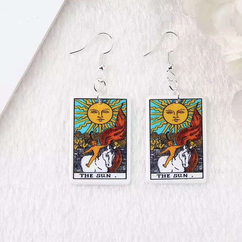 New Caro Card Game Chess Earrings European and American Fashion Personality Resin Earrings