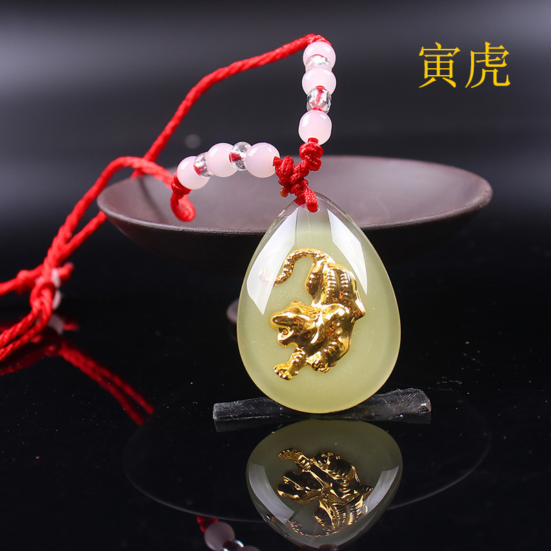 Crystal Luminous Pendant Crystal US Dollar Zodiac Red String Necklace