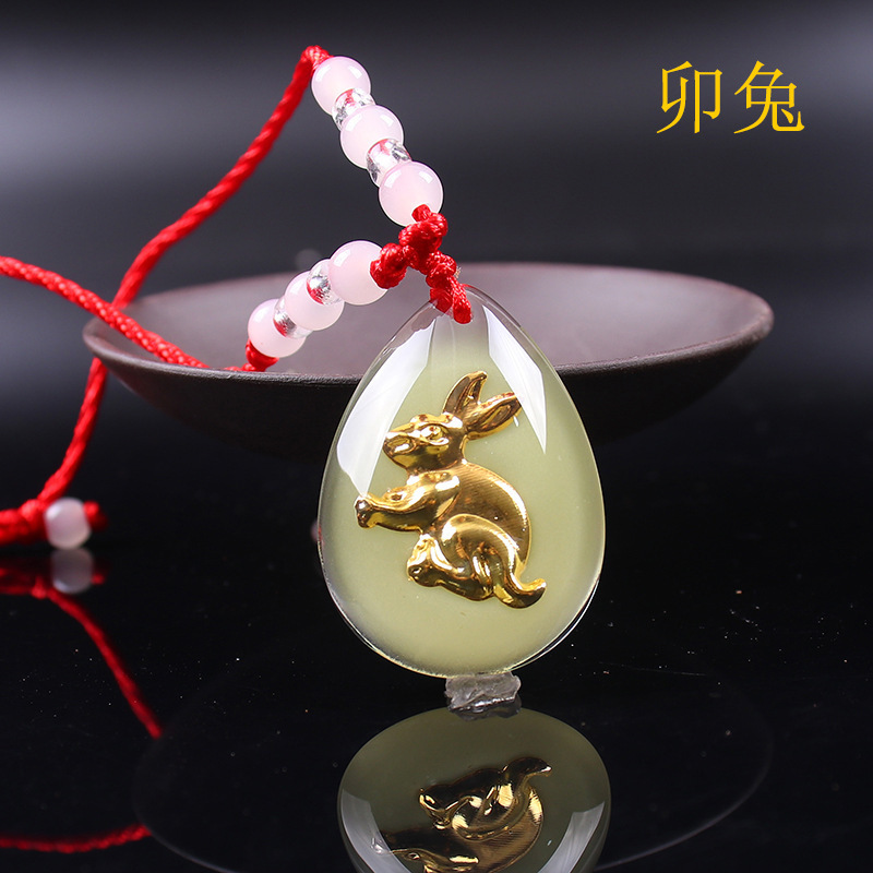 Crystal Luminous Pendant Crystal US Dollar Zodiac Red String Necklace