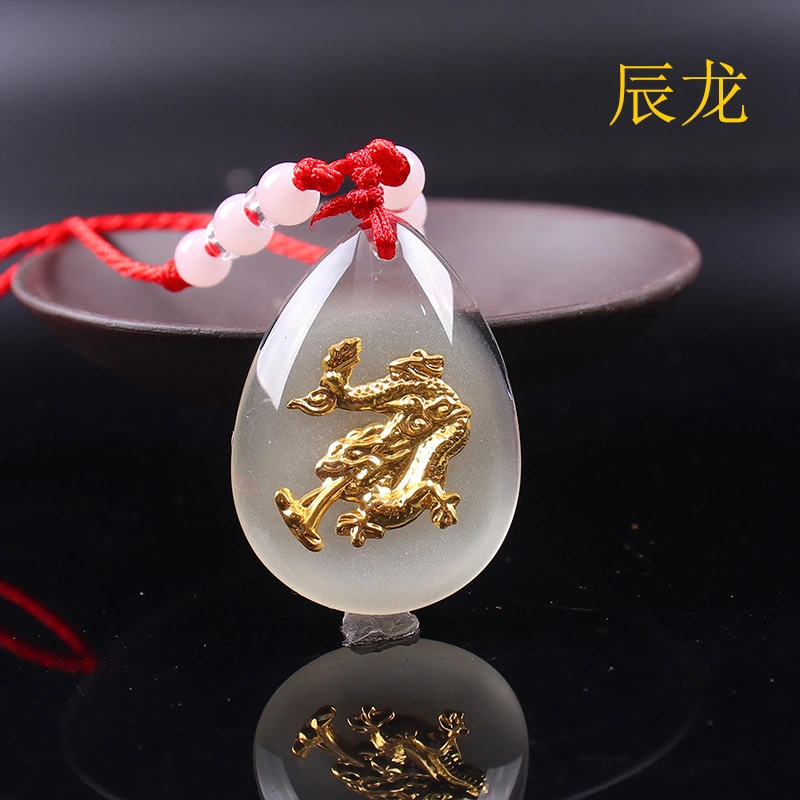 Crystal Luminous Pendant Crystal US Dollar Zodiac Red String Necklace